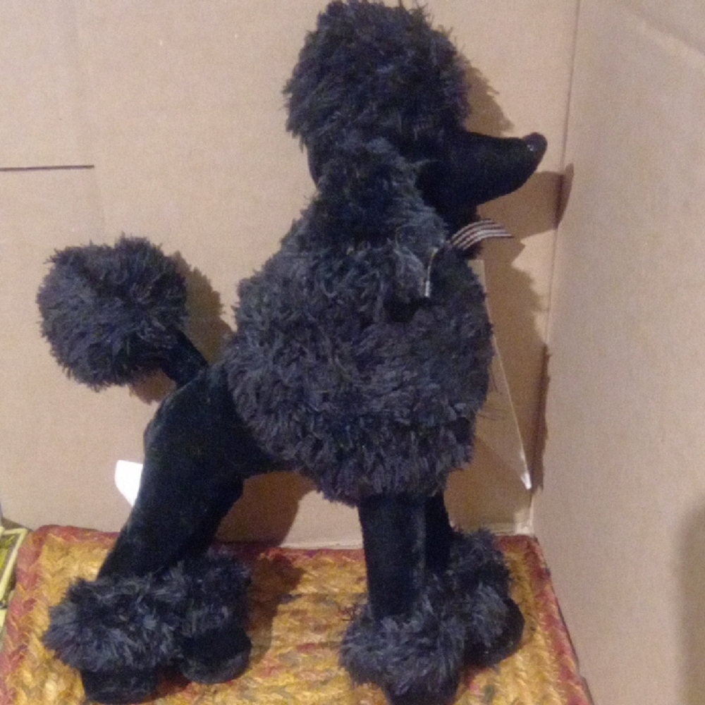 Hallmark Plush Black Poodle with Checkered Bow - Picture 3 of 5